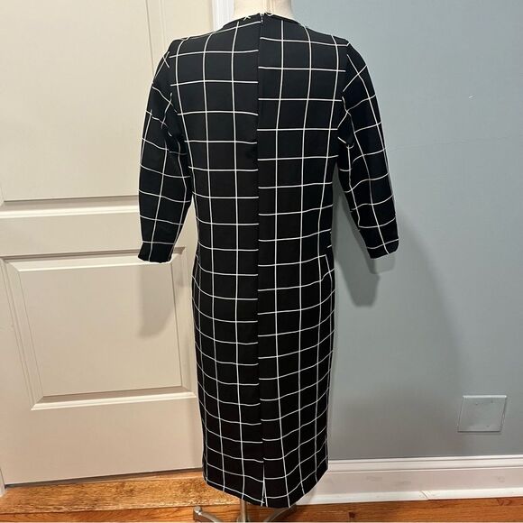 Maya’s Place Black & White Grid Pattern Midi Dress Size Small - Picture 4 of 6